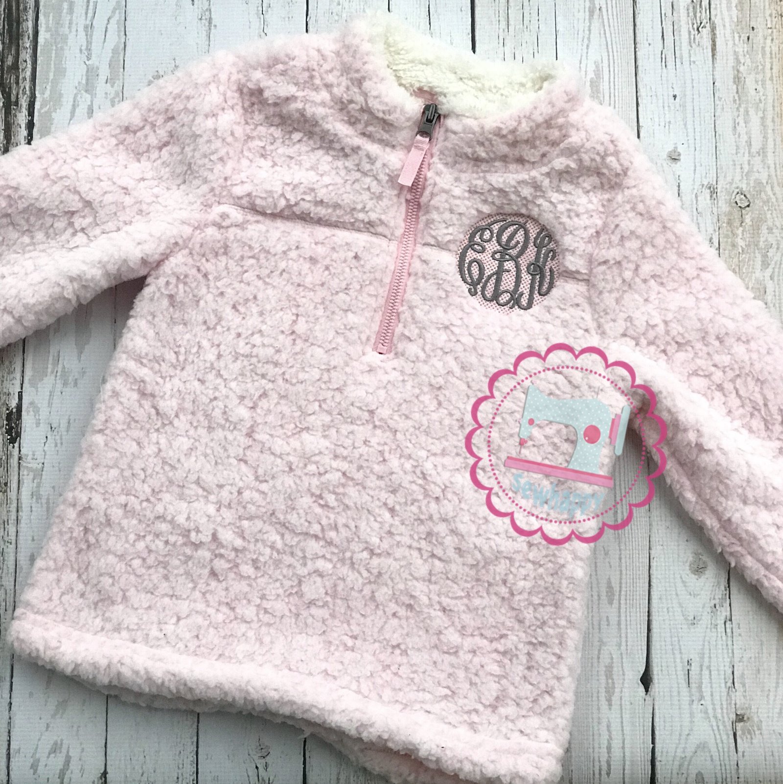 Kids Monogrammed Sherpa Pullover Jacket Girls or 